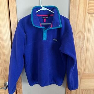 Patagonia 1988 Electric Blue T-Snap Fleece Pullover with Teal Accents;